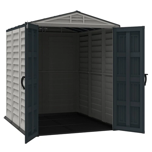 Градинска барака DuraMax YardMate Plus Pent Gray - винил с подсилена метална конструкция, 171 x 171 x 210 cm ➤ топ цена ➤ sorbe.bg