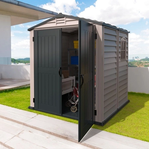Градинска барака DuraMax StoreMate Plus - винил с подсилена метална конструкция, 191 x 191 x 213 cm ➤ топ цена ➤ sorbe.bg