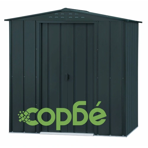 Градинска барака DuraMax TOP Shed 6 x 4, Anthracite RAL7016 - поцинкована стомана с подсилена метална конструкция - 201 x 123 x 199 cm ➤ топ цена ➤ sorbe.bg