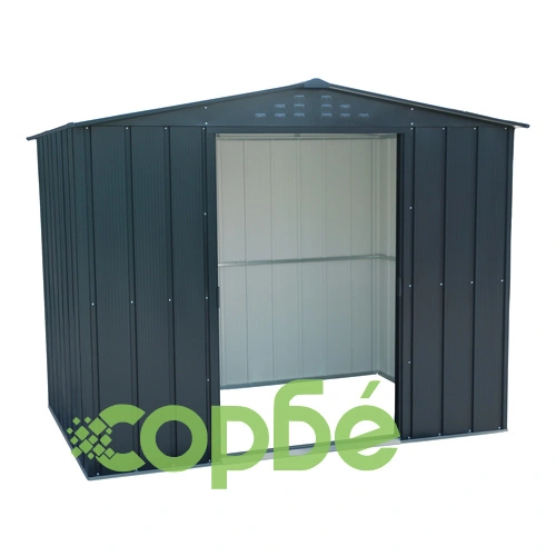 Градинска барака DuraMax TOP Shed 8 x 6, Anthracite RAL7016 - поцинкована стомана с подсилена метална конструкция - 261.6 x 183 x 204.5 cm ➤ топ цена ➤ sorbe.bg