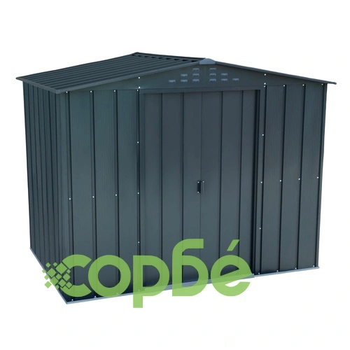 Градинска барака DuraMax TOP Shed 8 x 6, Anthracite RAL7016 - поцинкована стомана с подсилена метална конструкция - 261.6 x 183 x 204.5 cm ➤ топ цена ➤ sorbe.bg