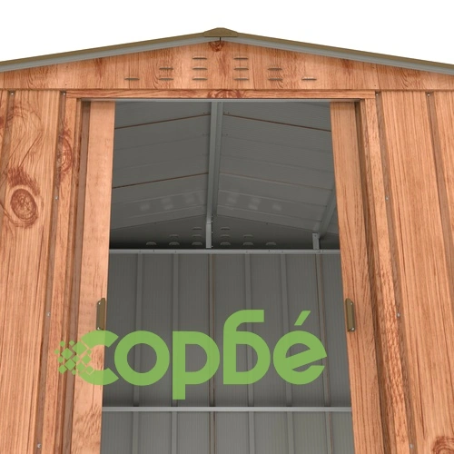Градинска барака DuraMax TOP Shed 8 x 6, Woodgrain/Brown - поцинкована стомана с подсилена метална конструкция - 261.6 x 183 x 204.5 cm на топ цена от sorbe.bg Градинска барака DuraMax TOP Shed 8 x 6, Woodgrain/Brown - поцинкована стомана с подсилена метална конструкция - 261.6 x 183 x 204.5 cm ➤ топ цена ➤ sorbe.bg