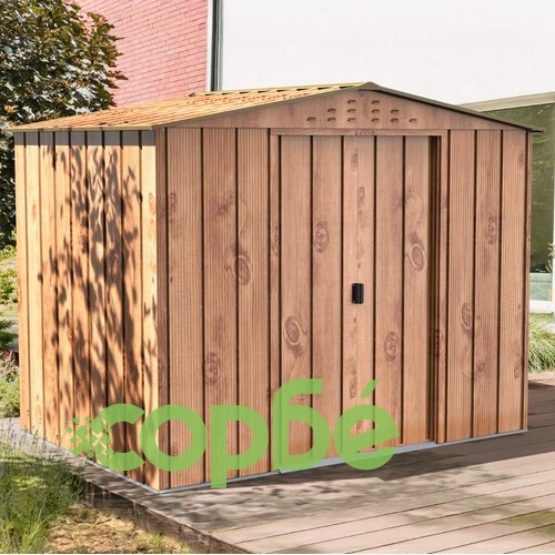 Градинска барака DuraMax TOP Shed 8 x 6, Woodgrain/Brown - поцинкована стомана с подсилена метална конструкция - 261.6 x 183 x 204.5 cm на топ цена от sorbe.bg Градинска барака DuraMax TOP Shed 8 x 6, Woodgrain/Brown - поцинкована стомана с подсилена метална конструкция - 261.6 x 183 x 204.5 cm ➤ топ цена ➤ sorbe.bg