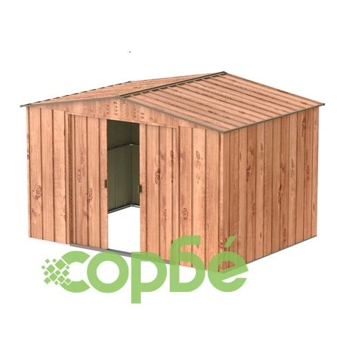 Градинска барака DuraMax TOP Shed 10 x 8, Woodgrain/Brown - поцинкована стомана с подсилена метална конструкция - 321.8 x 243.3 x 209.3 cm ➤ топ цена ➤ sorbe.bg