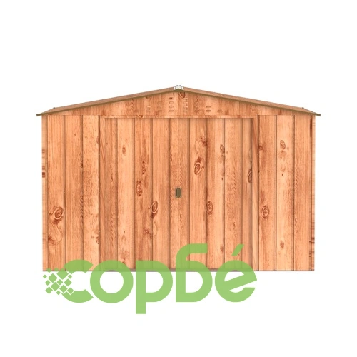 Градинска барака DuraMax TOP Shed 10 x 8, Woodgrain/Brown - поцинкована стомана с подсилена метална конструкция - 321.8 x 243.3 x 209.3 cm ➤ топ цена ➤ sorbe.bg
