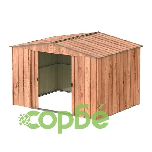 Градинска барака DuraMax TOP Shed 10 x 8, Woodgrain/Brown - поцинкована стомана с подсилена метална конструкция - 321.8 x 243.3 x 209.3 cm ➤ топ цена ➤ sorbe.bg