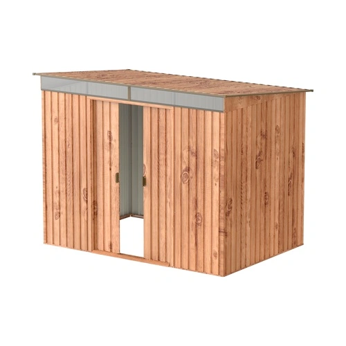 Градинска барака DuraMax TOP Shed Pent Roof 8 x 6 Skylight, Woodgrain/Brown - поцинкована стомана с подсилена метална конструкция - 263.5 x 184.3 x 201.8 cm ➤ топ цена ➤ sorbe.bg