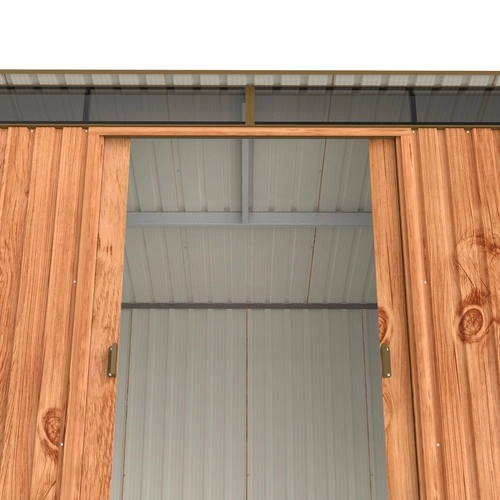 Градинска барака DuraMax TOP Shed Pent Roof 8 x 6 Skylight, Woodgrain/Brown - поцинкована стомана с подсилена метална конструкция - 263.5 x 184.3 x 201.8 cm ➤ топ цена ➤ sorbe.bg