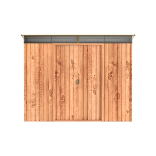 Градинска барака DuraMax TOP Shed Pent Roof 8 x 6 Skylight, Woodgrain/Brown - поцинкована стомана с подсилена метална конструкция - 263.5 x 184.3 x 201.8 cm ➤ топ цена ➤ sorbe.bg