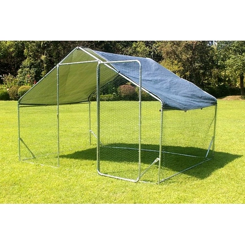 Кокошарник - Външна клетка за 10-15 пилета - пилчарник (птичарник) с покрив и врата, сребрист, поцинкована стомана - 2x3x2м ➤ топ цена ➤ sorbe.bg