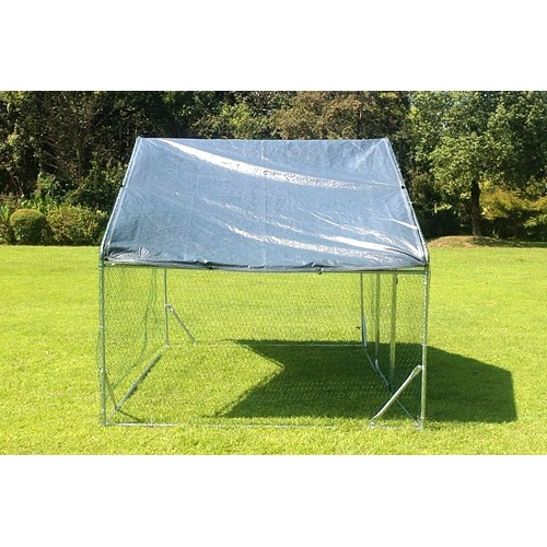 Кокошарник - Външна клетка за 10-15 пилета - пилчарник (птичарник) с покрив и врата, сребрист, поцинкована стомана - 2x3x2м ➤ топ цена ➤ sorbe.bg