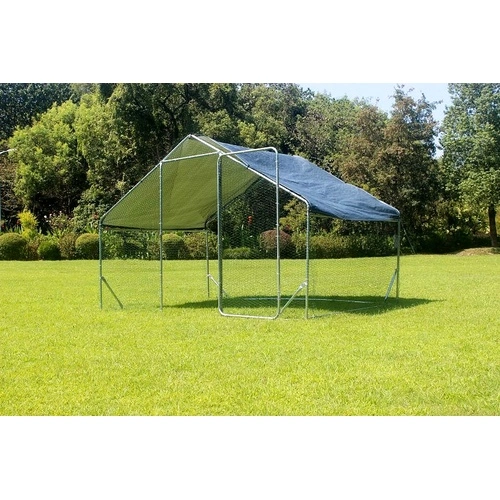 Кокошарник - Външна клетка за 10-15 пилета - пилчарник (птичарник) с покрив и врата, сребрист, поцинкована стомана - 2x3x2м ➤ топ цена ➤ sorbe.bg