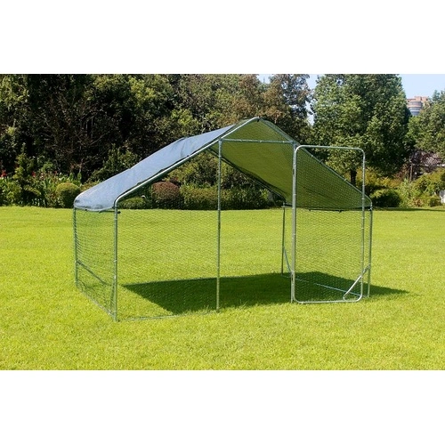 Кокошарник - Външна клетка за 10-15 пилета - пилчарник (птичарник) с покрив и врата, сребрист, поцинкована стомана - 2x3x2м ➤ топ цена ➤ sorbe.bg