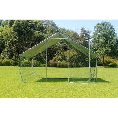 Кокошарник - Външна клетка за 10-15 пилета - пилчарник (птичарник) с покрив и врата, сребрист, поцинкована стомана - 2x3x2м ➤ топ цена ➤ sorbe.bg