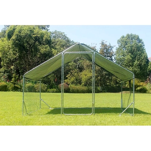 Кокошарник - Външна клетка за 10-15 пилета - пилчарник (птичарник) с покрив и врата, сребрист, поцинкована стомана - 2x3x2м ➤ топ цена ➤ sorbe.bg