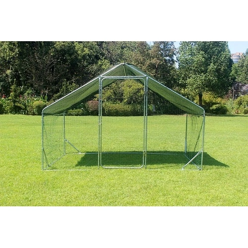 Кокошарник - Външна клетка за 10-15 пилета - пилчарник (птичарник) с покрив и врата, сребрист, поцинкована стомана - 2x3x2м ➤ топ цена ➤ sorbe.bg