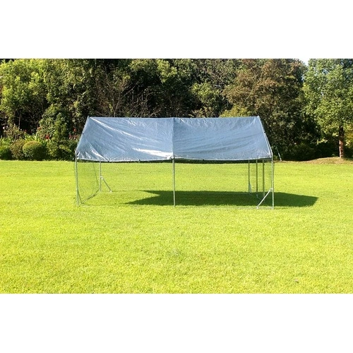 Кокошарник - Външна клетка за 15-30 пилета - пилчарник (птичарник) с покрив и врата, сребрист, поцинкована стомана - 4x3x2м ➤ топ цена ➤ sorbe.bg