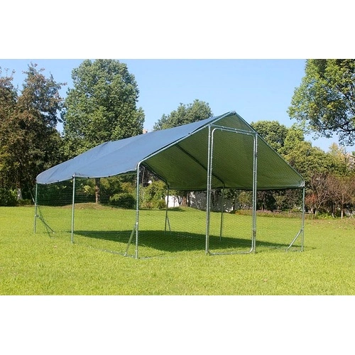 Кокошарник - Външна клетка за 15-30 пилета - пилчарник (птичарник) с покрив и врата, сребрист, поцинкована стомана - 4x3x2м ➤ топ цена ➤ sorbe.bg