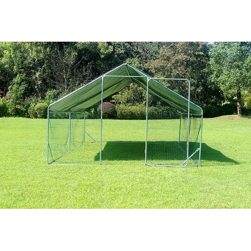 Кокошарник - Външна клетка за 15-30 пилета - пилчарник (птичарник) с покрив и врата, сребрист, поцинкована стомана - 4x3x2м ➤ топ цена ➤ sorbe.bg