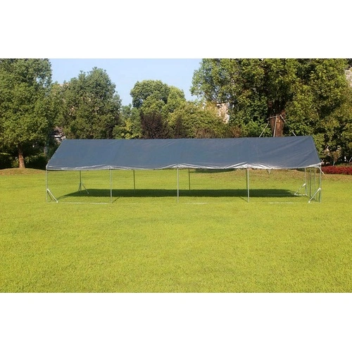 Кокошарник - Външна клетка за 45-60 пилета - пилчарник (птичарник) с покрив и врата, сребрист, поцинкована стомана - 8x3x2м ➤ топ цена ➤ sorbe.bg