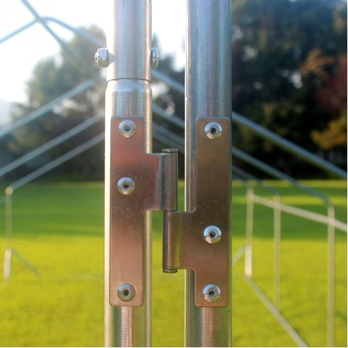 Кокошарник - Външна клетка за 45-60 пилета - пилчарник (птичарник) с покрив и врата, сребрист, поцинкована стомана - 8x3x2м ➤ топ цена ➤ sorbe.bg