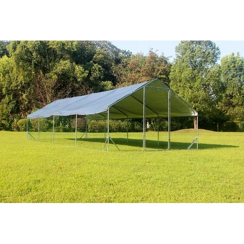 Кокошарник - Външна клетка за 45-60 пилета - пилчарник (птичарник) с покрив и врата, сребрист, поцинкована стомана - 8x3x2м ➤ топ цена ➤ sorbe.bg