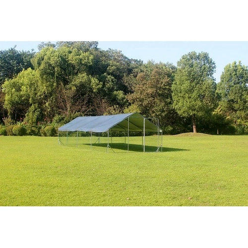 Кокошарник - Външна клетка за 45-60 пилета - пилчарник (птичарник) с покрив и врата, сребрист, поцинкована стомана - 8x3x2м ➤ топ цена ➤ sorbe.bg