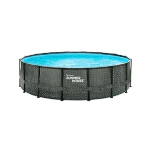 Басейн с метална рамка Summer Waves Active Frame - кръгъл, 488 x 122 cm, PVC-полиестер, тъмносив ратан Басейн с метална рамка Summer Waves Active Frame - кръгъл, 488 x 122 cm, PVC-полиестер, тъмносив ратан