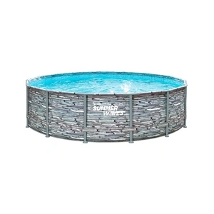 Басейн с метална рамка Summer Waves Active Frame - кръгъл, 427 x 107 cm, PVC-полиестер, сив камък Басейн с метална рамка Summer Waves Active Frame - кръгъл, 427 x 107 cm, PVC-полиестер, сив камък