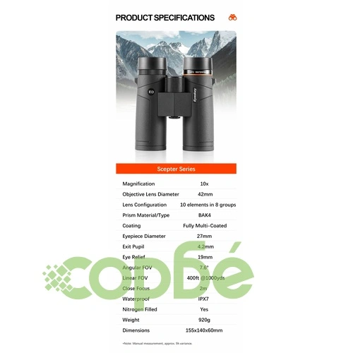 Бинокъл Eyeskey Scepter 10x42 – APO апохроматична оптика с плосък фокус, магнезиев корпус ➤ топ цена ➤ sorbe.bg
