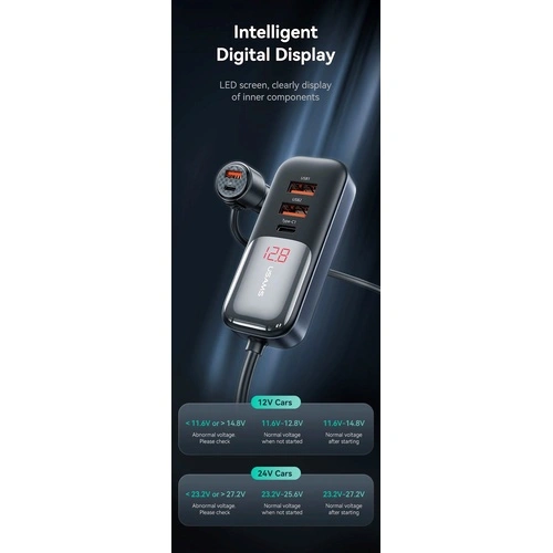 Зарядно за кола, USAMS S-CC213 C40 165W, 2 usb C + 3 usb A PPS, 5 изхода CC213CC01 ➤ топ цена ➤ sorbe.bg