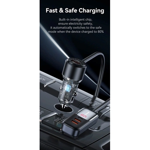 Зарядно за кола, USAMS S-CC213 C40 165W, 2 usb C + 3 usb A PPS, 5 изхода CC213CC01 ➤ топ цена ➤ sorbe.bg