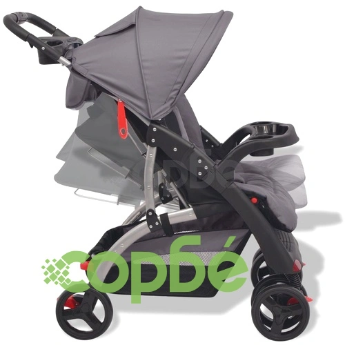 Бебешка количка тип бъги, сива, 102x52x100 см  ➤ топ цена ➤ sorbe.bg