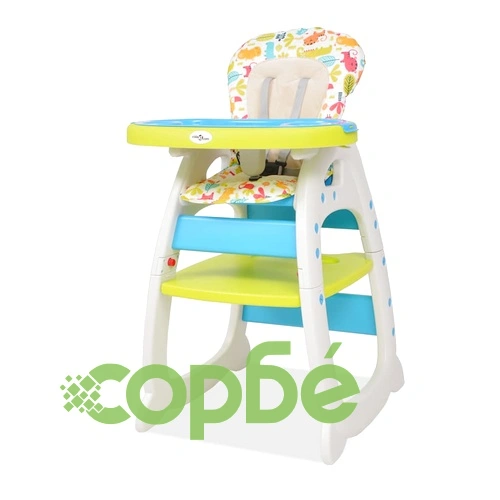 3 в 1 Столче за хранене с масичка, синьо и зелено ➤ топ цена ➤ sorbe.bg