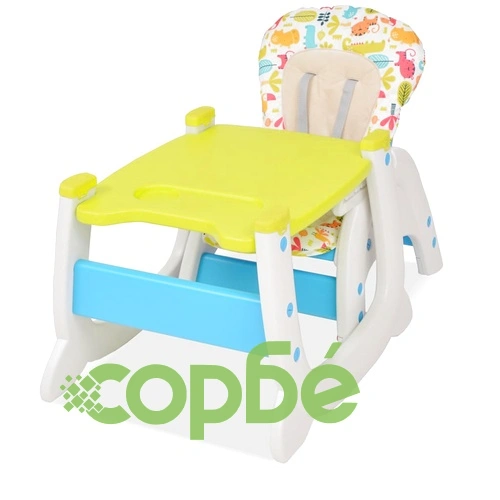 3 в 1 Столче за хранене с масичка, синьо и зелено ➤ топ цена ➤ sorbe.bg