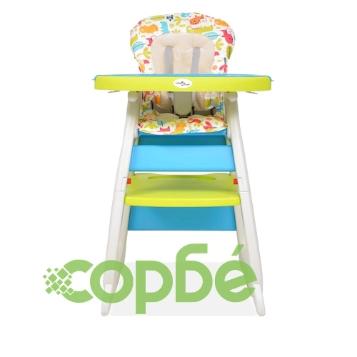 3 в 1 Столче за хранене с масичка, синьо и зелено ➤ топ цена ➤ sorbe.bg