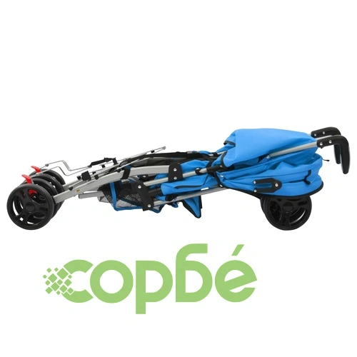 Сгъваема детска количка/бъги 2-в-1, синя, стомана ➤ топ цена ➤ sorbe.bg