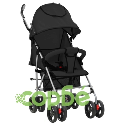Сгъваема детска количка/бъги 2-в-1, черна, стомана ➤ топ цена ➤ sorbe.bg