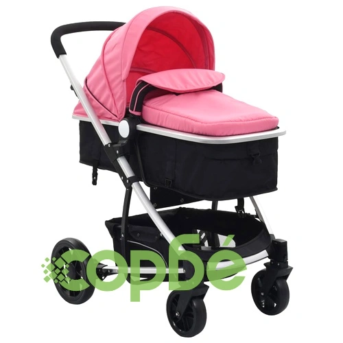 Детска/бебешка количка 2-в-1, розово и черно, алуминий ➤ топ цена ➤ sorbe.bg