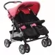 Бебешка количка за близнаци, розово и черно, стомана