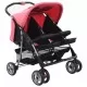 Бебешка количка за близнаци, розово и черно, стомана