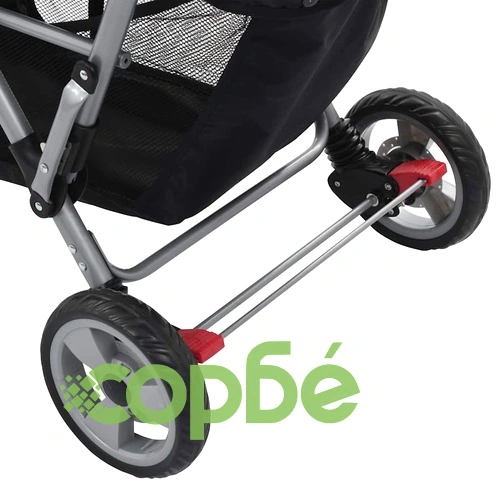 Тандемна количка, розово и черно, стомана ➤ топ цена ➤ sorbe.bg
