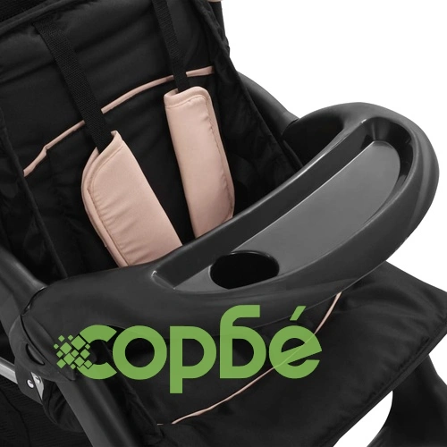 Тандемна количка, таупе и черно, стомана ➤ топ цена ➤ sorbe.bg