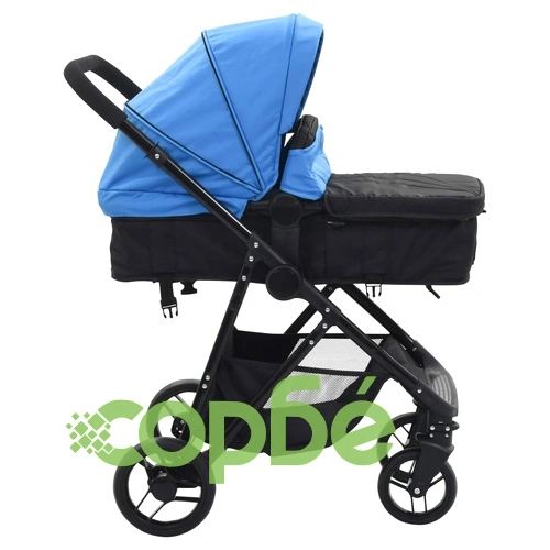 Детска/бебешка количка 2-в-1, синьо и черно, стомана ➤ топ цена ➤ sorbe.bg