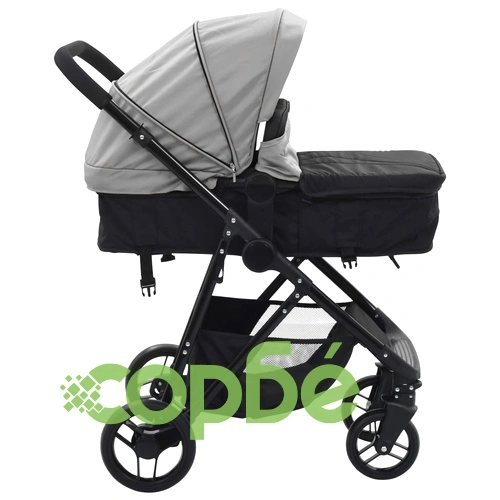 Детска/бебешка количка 2-в-1, сиво и черно, стомана ➤ топ цена ➤ sorbe.bg