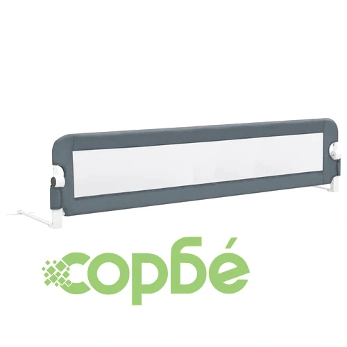 Ограничител за детско легло, сив, 180x42 см, полиестер ➤ топ цена ➤ sorbe.bg