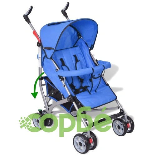 Детска количка с облегалка с 5-позиции, олекотена, синя ➤ топ цена ➤ sorbe.bg