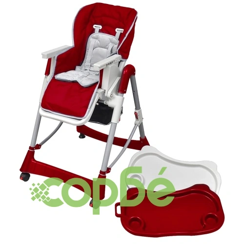 Бебешки стол за хранене, червен, регулируема височина ➤ топ цена ➤ sorbe.bg