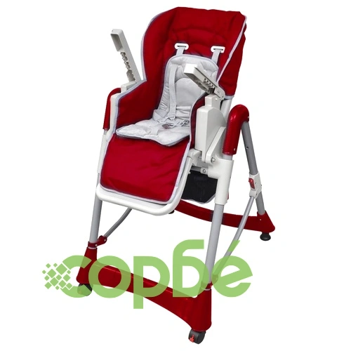 Бебешки стол за хранене, червен, регулируема височина ➤ топ цена ➤ sorbe.bg