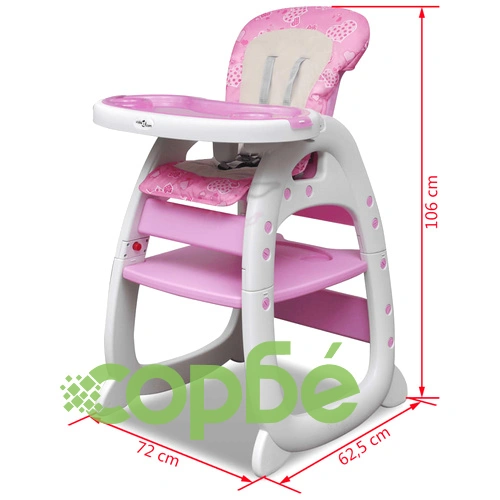 Висок конвертируем стол за бебета 3-в-1, розов ➤ топ цена ➤ sorbe.bg
